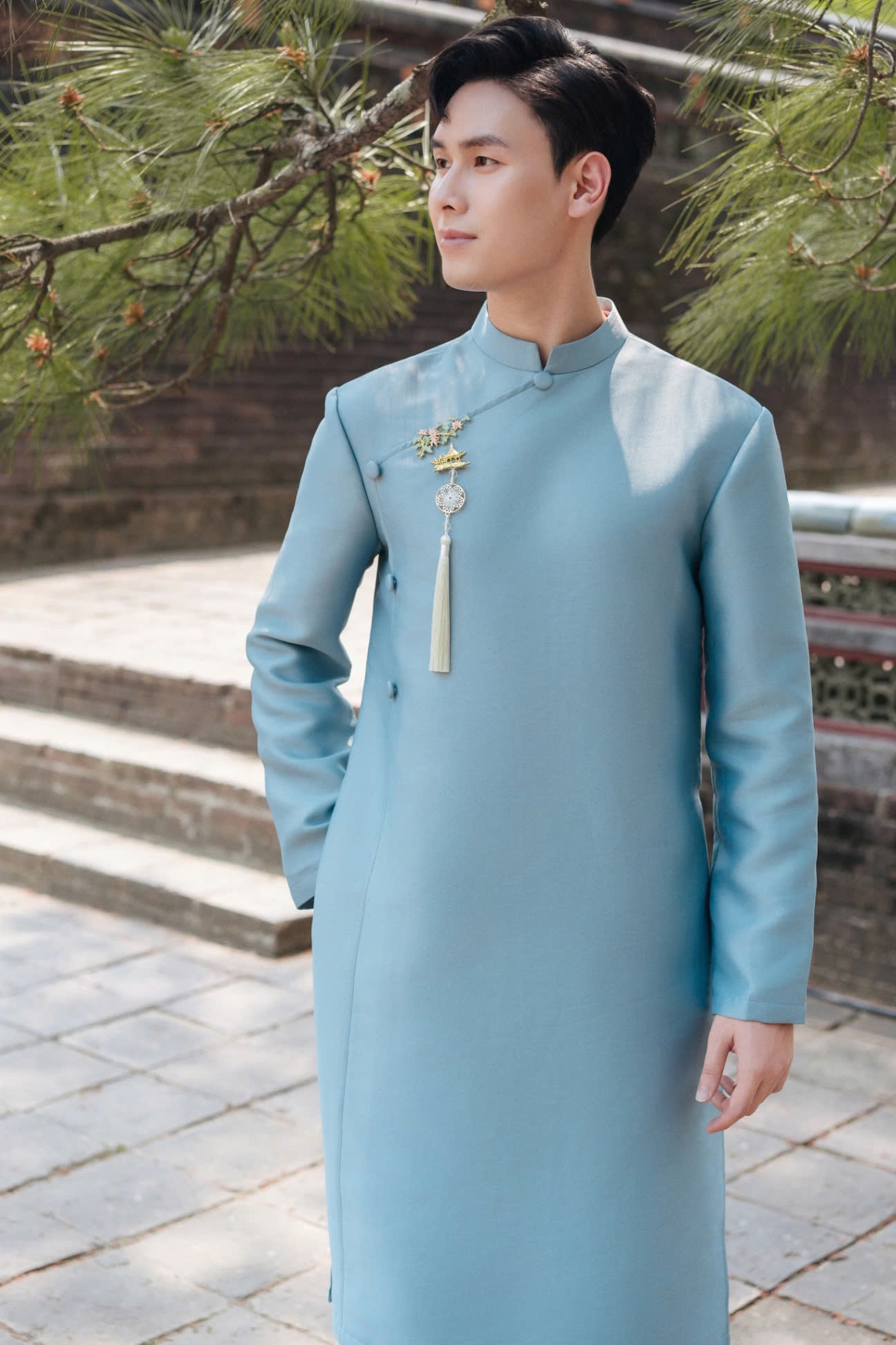 ÁO DÀI NAM XANH HỒNG NGUYỆT - HÀ CÚC