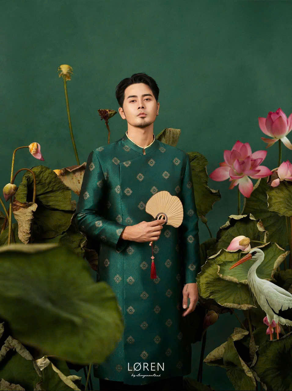 ÁO DÀI NAM MÀU XANH LÁ CÂY - LOREN