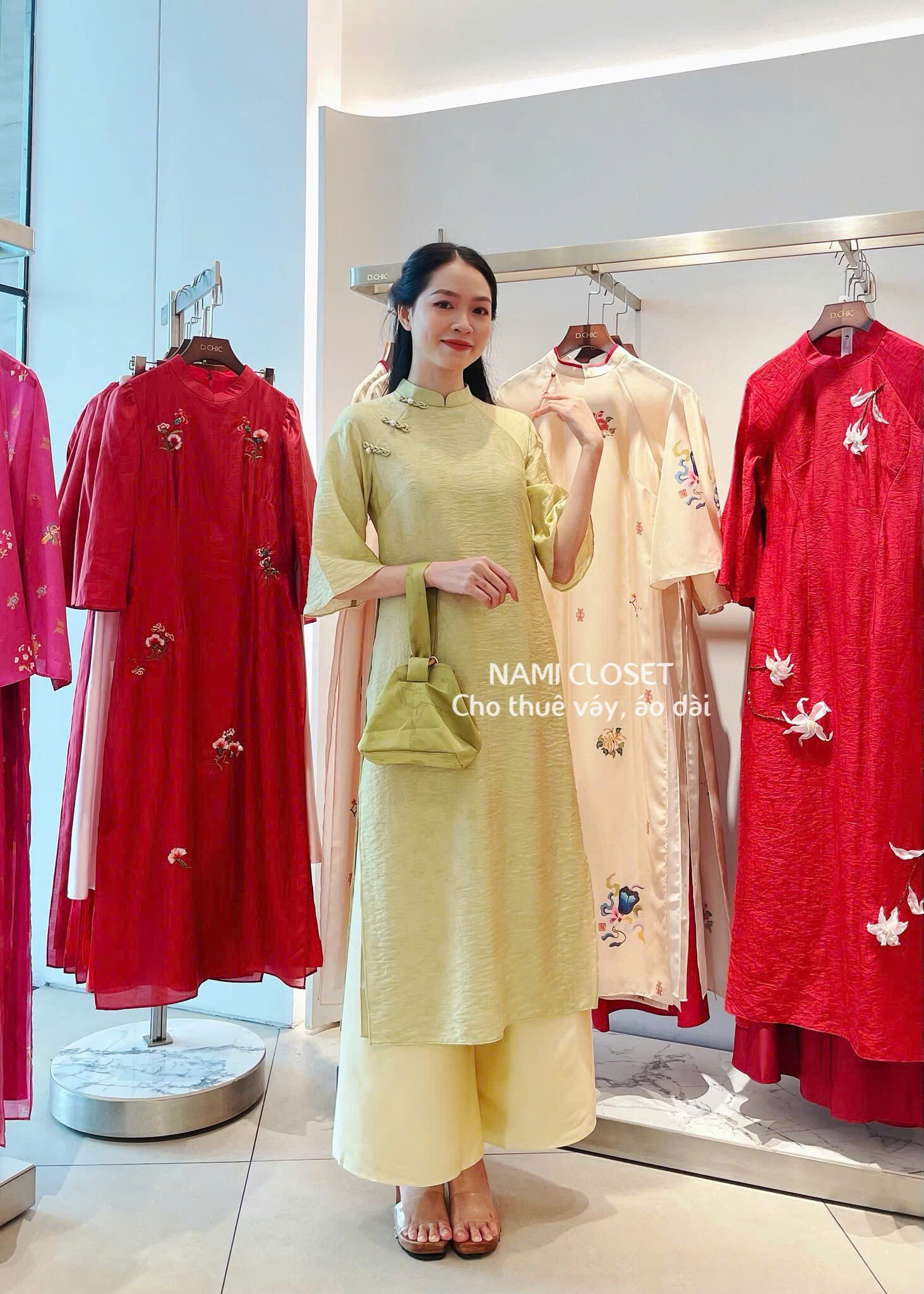 ÁO DÀI ƯU NHÃ XANH CỐM - DCHIC