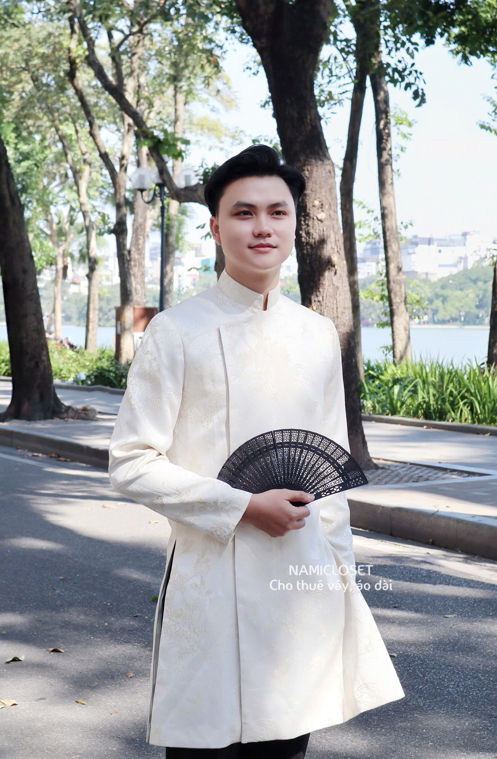ÁO DÀI NAM HOA MAI VÀNG - Maison Havu