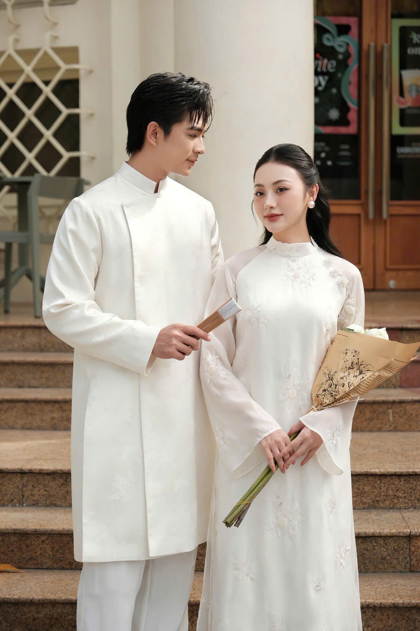 ÁO DÀI NAM DƯƠNG VŨ MÀU TRẮNG - Maison Havu