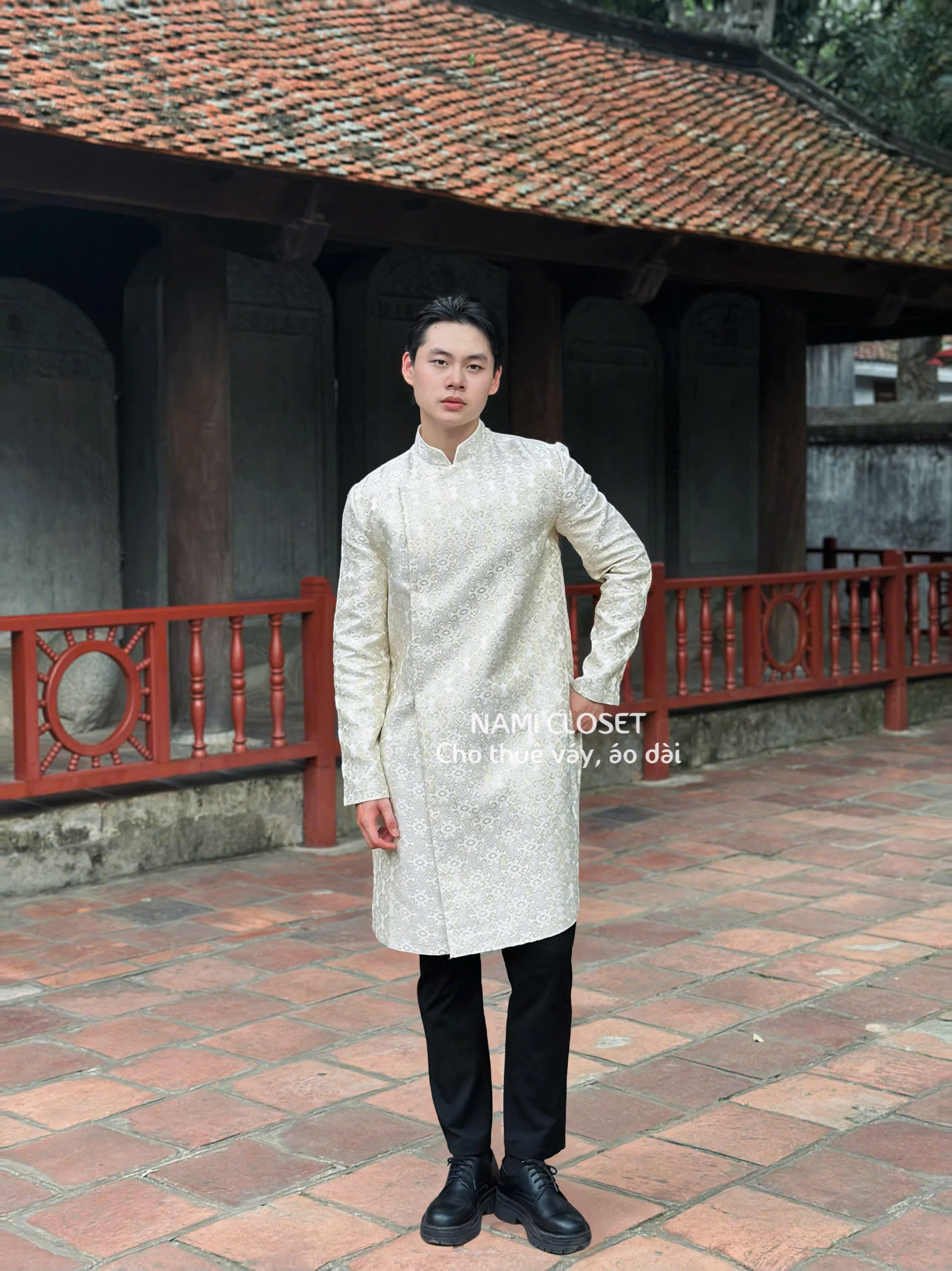 ÁO DÀI NAM TRẮNG KIM CHUNG - XÉO XỌ