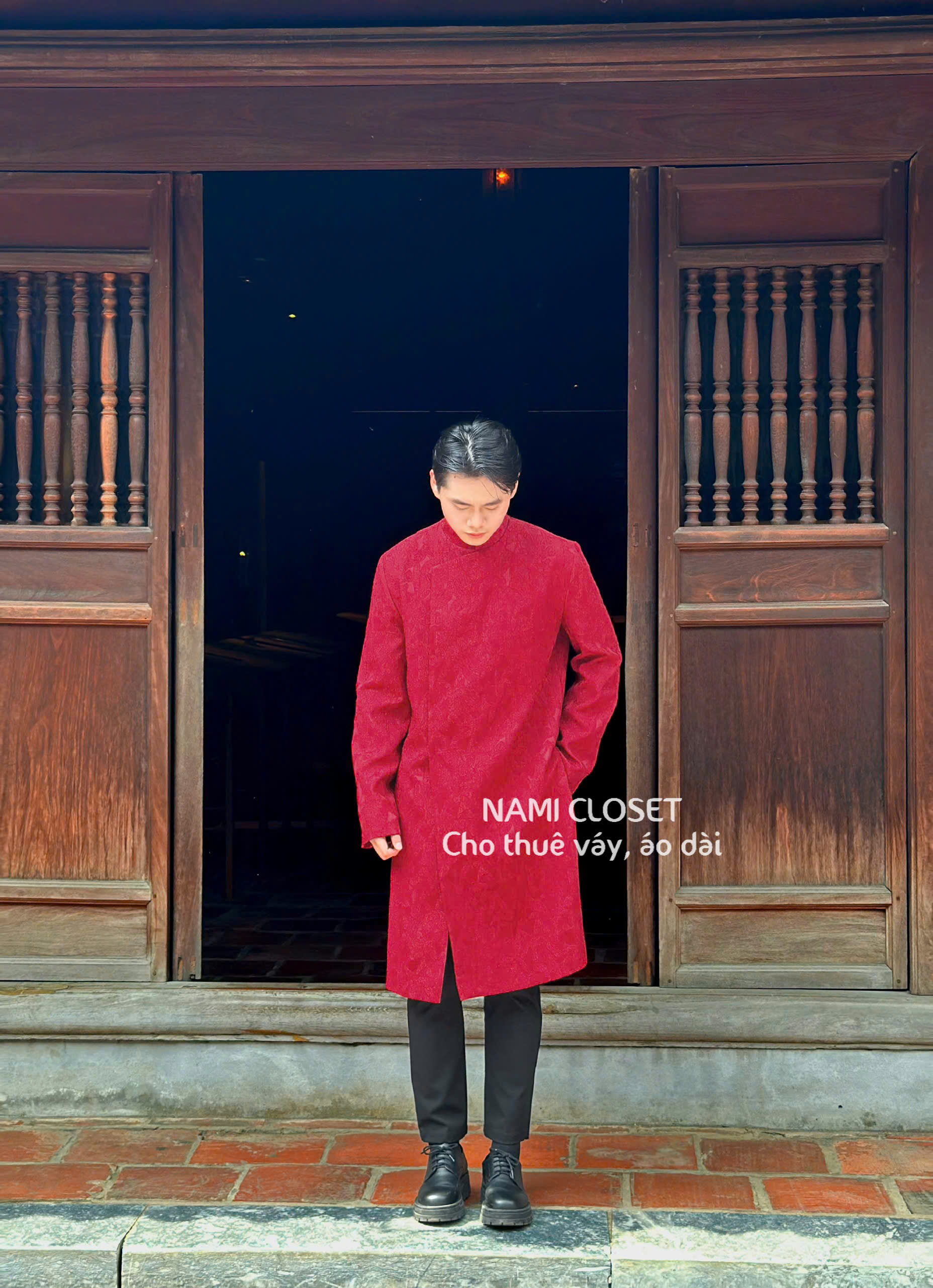 ÁO DÀI NAM ĐỎ CHU TƯỚC - XÉO XỌ