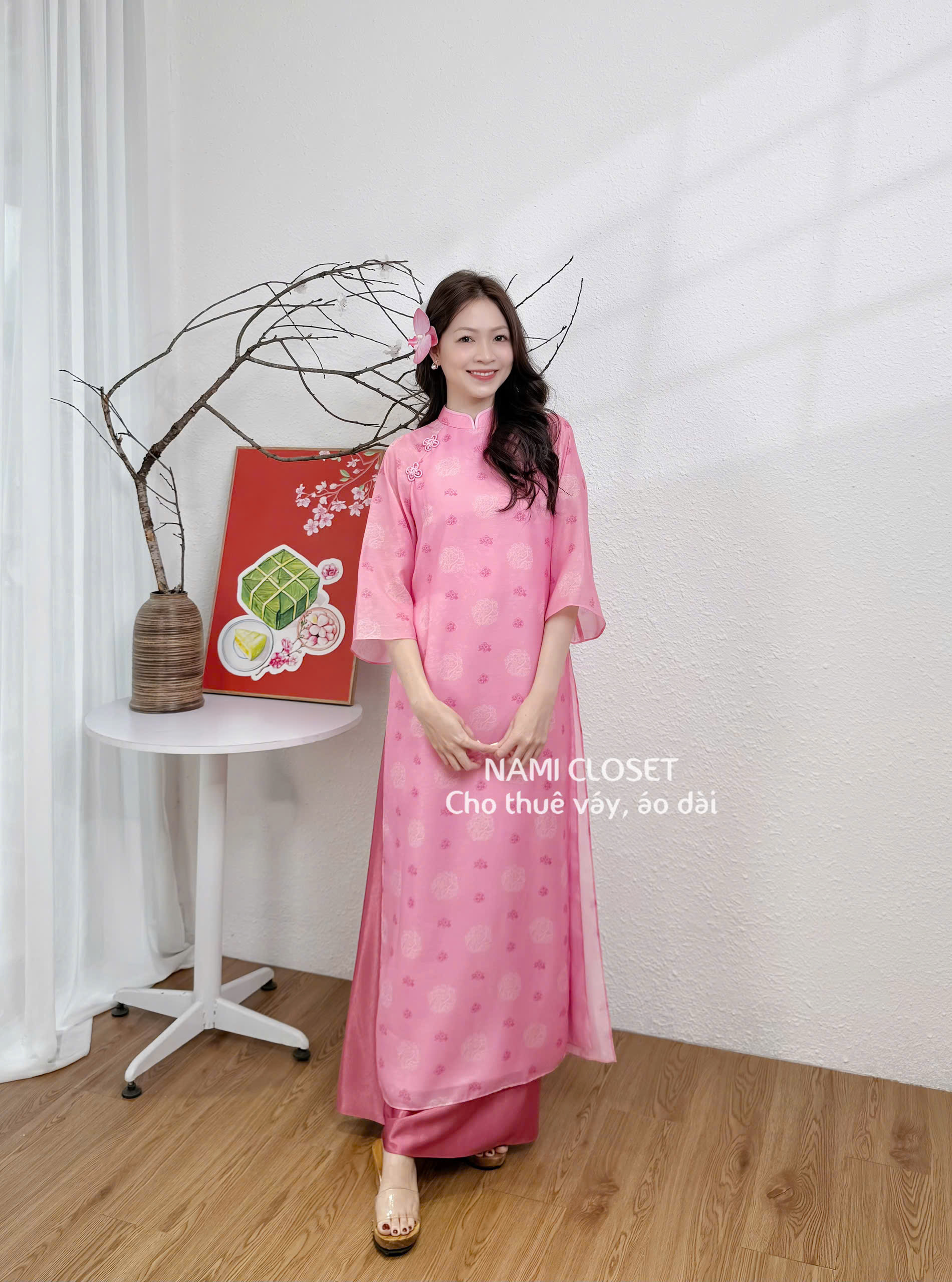 Áo dài hồng Dchic